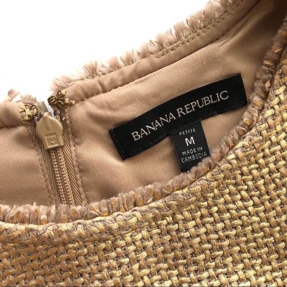 Banana Republic gold woven top sleeveless vest metallic MP petite medium - Picture 5 of 16